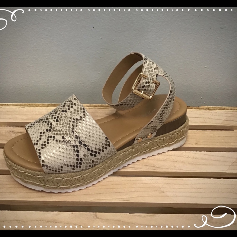 Faux Snake Skin Espadrille Sandals
